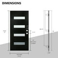 thumbnail image 2 of SUMMIT PINES 36"x80" Mahogany Wood Grain Fiberglass Door Slab Only, 4-Lite Frosted Glass, Modern Style Exterior Replacement Panel, Left-Hand Inswing, 2 of 5