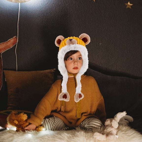 COMPUKAS Baby Winter Hat Hooded For Winter Season 1Pack Yellow Cotton Comfortable Fit