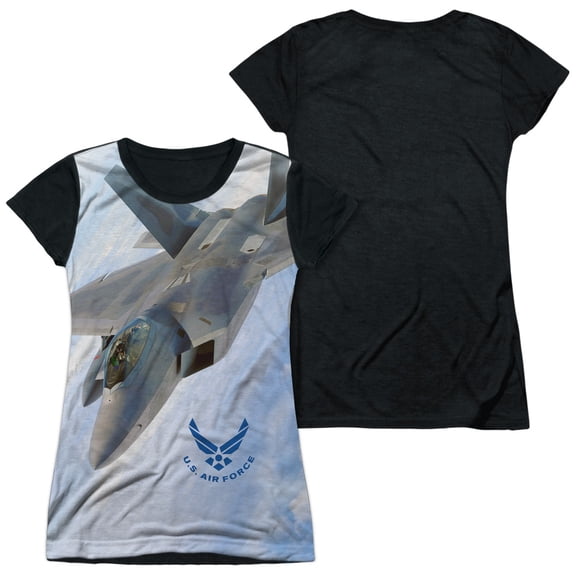 Air Force - Fly By - Juniors Teen Girls Black Back Sleeve Shirt - Large