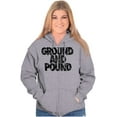 thumbnail image 4 of Ground Pound Muay Thai Fighter Unisex Fleece Graphic Zip Up Hoodie Brisco Brands 3X, 4 of 5