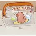 thumbnail image 1 of 2024 Cartoon Capybara Transparent Mini Coin Purse Stationery Credit Card Holder Coin Purses Key Chain Small Wallet kids gift C, 1 of 6