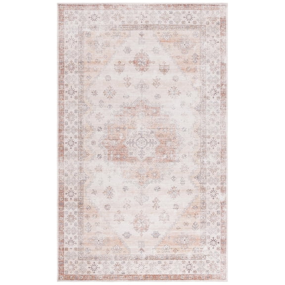 Safavieh Arizona Tayler Medallion Polyester Machine Washable Runner Rug, Beige/Rust, 2'6" x 8'