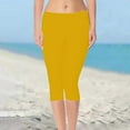 thumbnail image 5 of Domuza Capri Leggings for Women High Waisted Tummy Control Workout Yoga Pants Comfy Lounge Capris Stretchy Leggings Yellow XL, 5 of 6