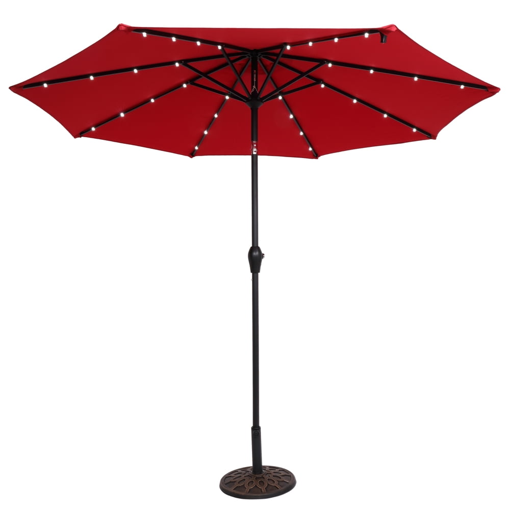 Lowestbest 9 Feet Solar Powered Outdoor Patio Umbrella Metal Frame Folding Sunshade with LED Lights, Beige Lowestbest 9 Feet Solar Powered Outdoor Patio Umbrella Metal Frame Folding Sunshade with LED Lights, Beige