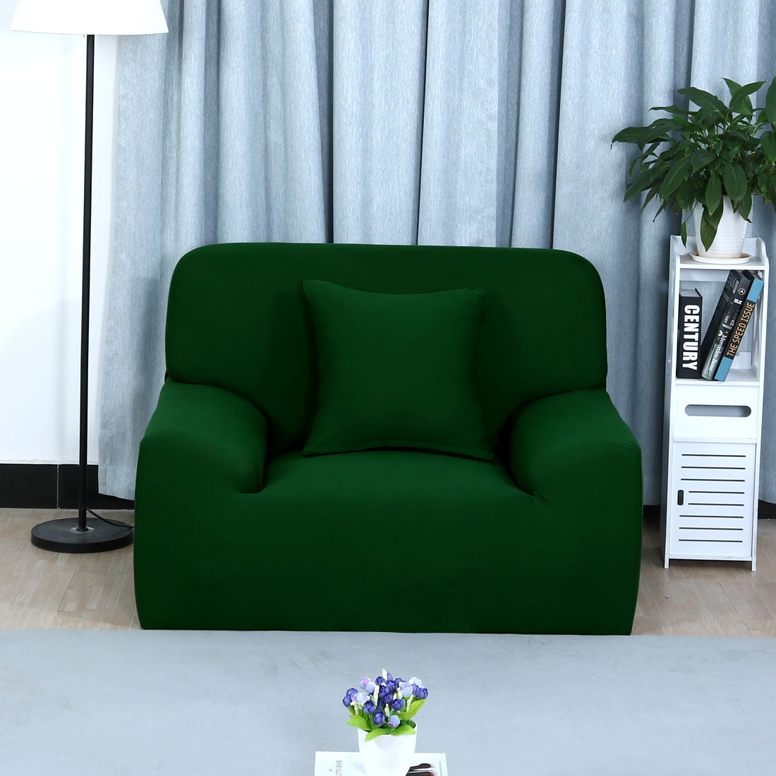 Piccocasa Stretch Chair Sofa Covers Couch Slipcover Dark Green Chair