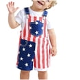 thumbnail image 4 of Odeerbi Toddler Boys Girls American Flag Bib Overall Shorts Independence Day Star Stripe Print Patriotic Jumpsuit with Pockets, 4 of 9
