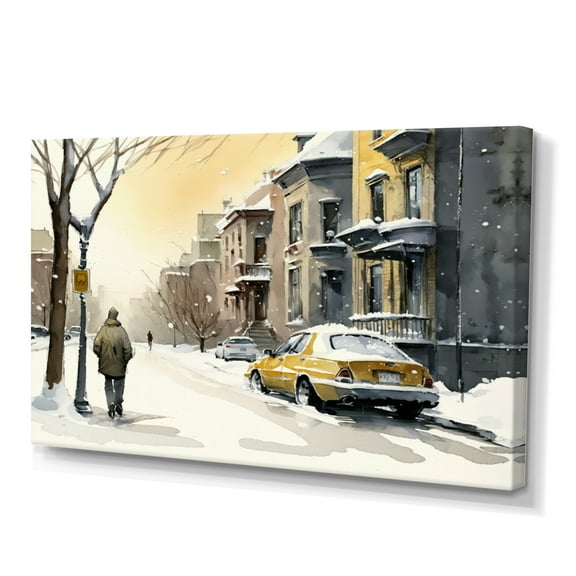 Designart Quebec During Snowfall I Canvas Wall Art