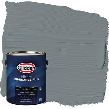 Glidden HEP Exterior Paint   Primer Flat, Garrison Gray / Grey, 1 Gallon