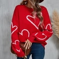 thumbnail image 2 of DHFJKG Womens Sweaters Oversized Knitted Pullover Heart Print Top Casual Long Sleeve Crewneck Spring Fall Outfits Stylish Tops, 2 of 6