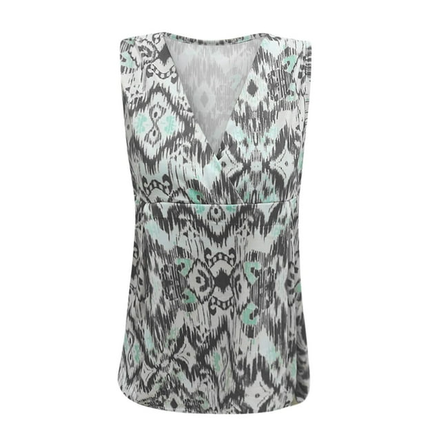 Fashnice Débardeurs pour Femmes T-Shirts à Col en V Sans Manches Haut d'Été Blouse Décontractée pour Usage Quotidien Gris TG