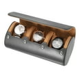 thumbnail image 1 of Estuche de viaje para relojes Uxcell para hombres, estuche de cuero para rollo de reloj, caja de almacenamiento portátil para relojes para Navidad, cumpleaños y aniversario, 3 ranuras (gris), 1 of 7