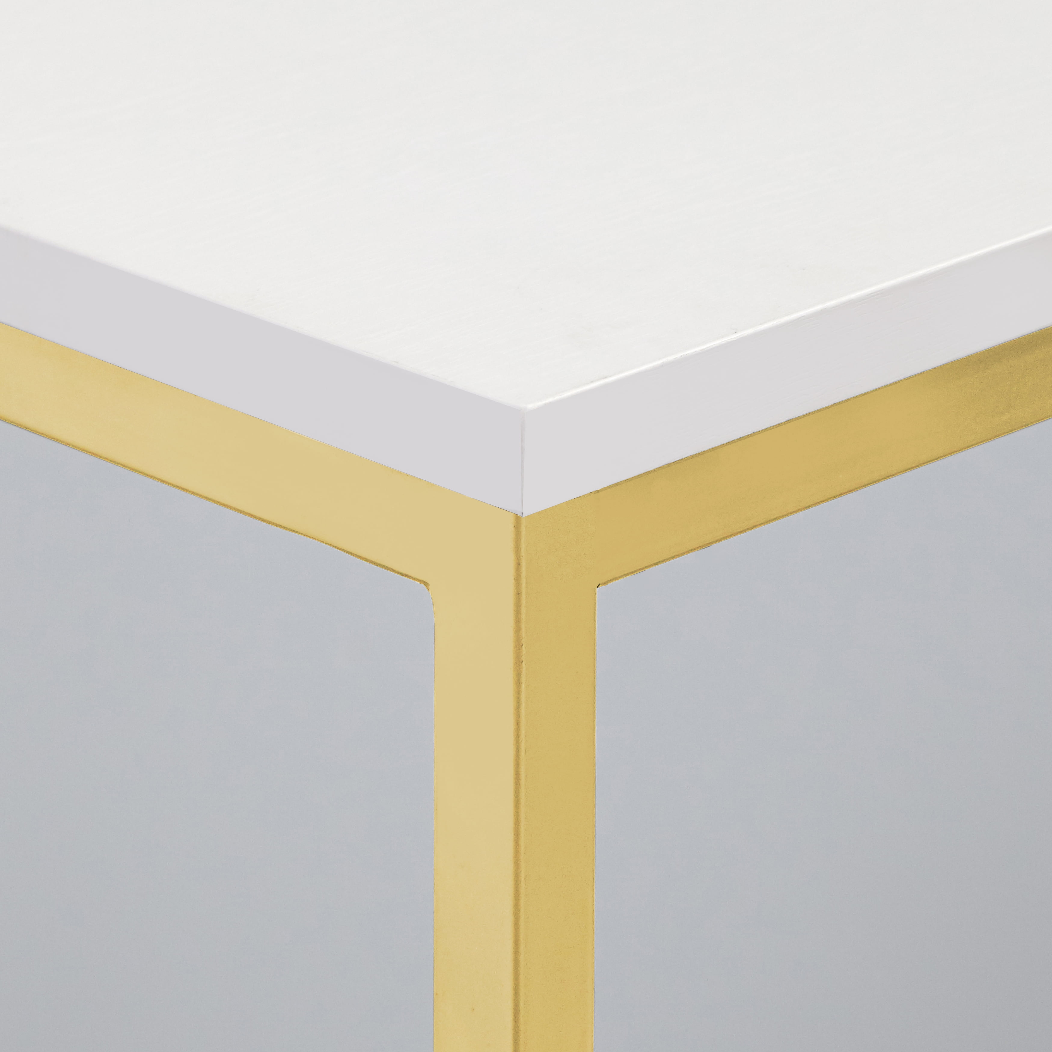 TMS Seneca Indoor Accent C-Table with Metal Frame, 24" Tall, White/Gold