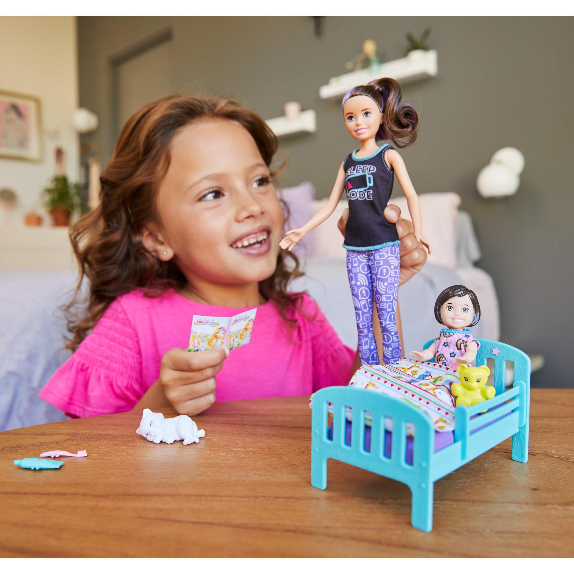 Barbie Skipper Babysitters Inc Bedtime Playset /& Baby Stroller Playset-Bundle