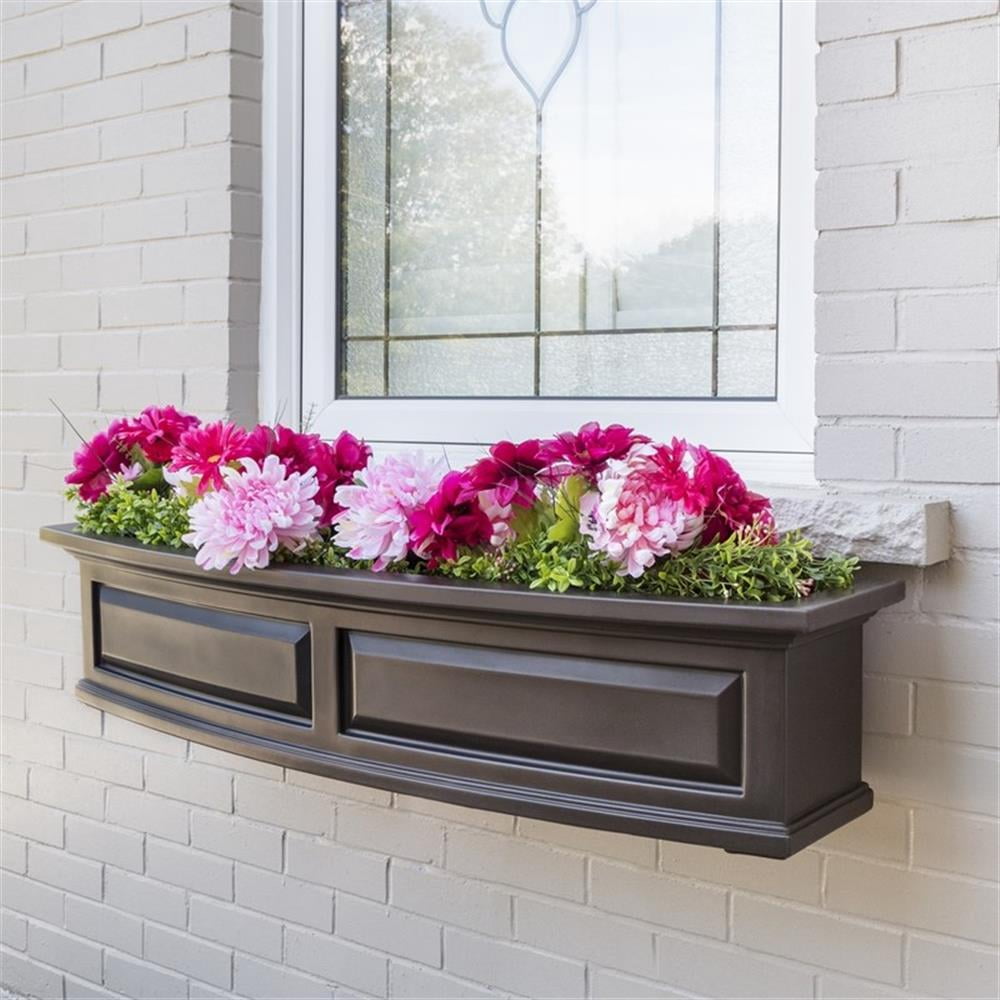 Pemberly Row Modern 4ft Traditional Plastic Window Box in Espresso