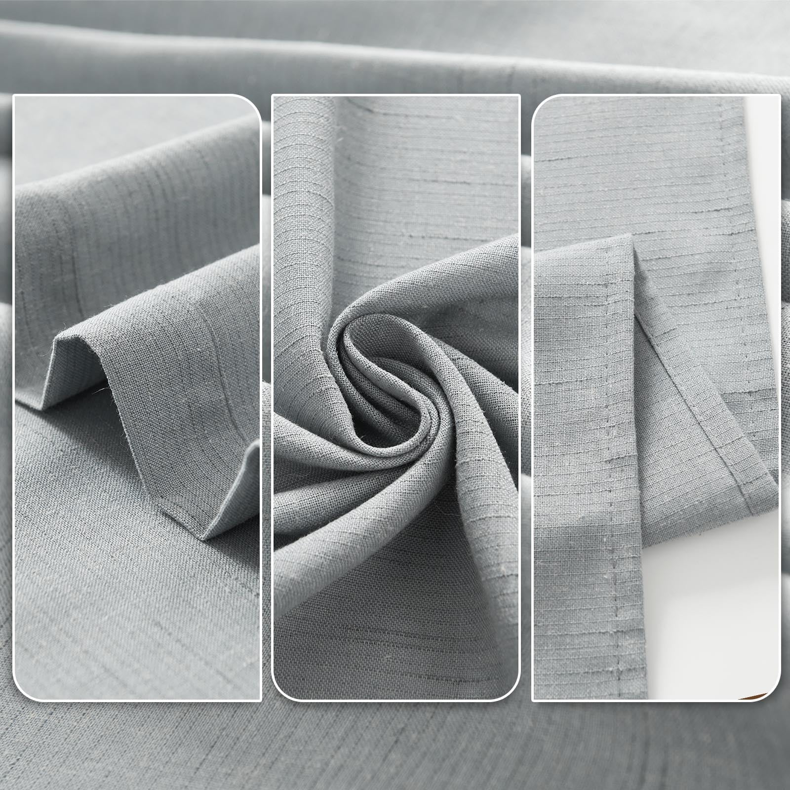 Curtainking Linen Farmhouse Curtains Back Tab Curtains and Drapes for Living Room Bedroom 96 inches Rod Pocket Grey Light Filtering Curtains Pack of 2