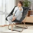 thumbnail image 6 of CRXX Saucer Chair for Adult, Square Comfy Cozy Chair Folding Chair Faux Fur Metal Frame Foldable Reading Chair Accent Chair for Bed Room Living Room, Black, 6 of 16