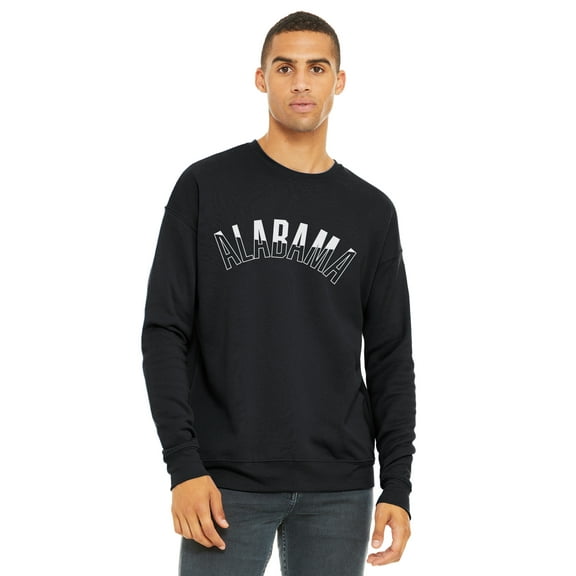Daxton Two-Tone USA Cities State Adult Comfort Fit Crew Sweatshirt , Alabama BlackWhite, 2XL