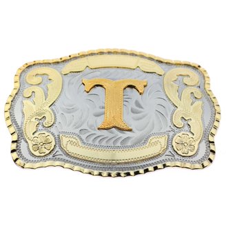 Heart Western initial letter J belt Buckle ALL Letters available Initial J Silver Engraved Gold Trim Western Belt Buckle  main image 4