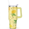 thumbnail image 2 of 40 oz Tumbler Lemon with Handle Stainless Steel Travel Coffee Mug Leak Resistant Travel Cups Car Cup Holder Friendly for Hot and Cold Drinks, 2 of 7