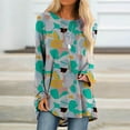 thumbnail image 2 of Scyoekwg Long Sleeve Shirts for Women Dressy Casual Crew Neck Hem Flowy Tops Color Block Geometry Printed Oversized Loose Tunic Shirts Graphic Tees for Spring Fall #B06-Mint Green S, 2 of 5