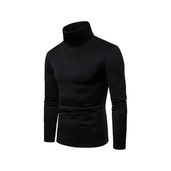 Minnieouse Camisa térmica de cuello alto para hombre, jersey de Color sólido, ropa interior suave y cómoda para dormir en otoño e invierno, Ropa interior Negro METRO