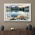 thumbnail image 2 of wall26 Canvas Print Wall Art Window View to Mountain Range &amp; Forest Lake Nature Wilderness Photography Realism Rustic Landscape Colorful Multicolor Ultra for Living Room, Bedroom, Office - 12&quo, 2 of 5