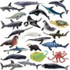 TOYMANY 24pcs Mini Ocean Animal Figurines: Realistic Cake Toppers with Sharks, Whales & Octopus - Great for Kids' Parties, Gifts & School Projects