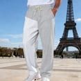thumbnail image 2 of LWavelet Men's Color Block Wide Leg Joggers - Drawstring Waist Stylish Design Casual Daily Pants Light Gray L, 2 of 9