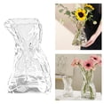 thumbnail image 3 of Money Bag Glass Vase, Folded Texture Creative Flower Vase for Home Decor, 5.9" High Transparency Crystal for Bouquets, 3 of 6
