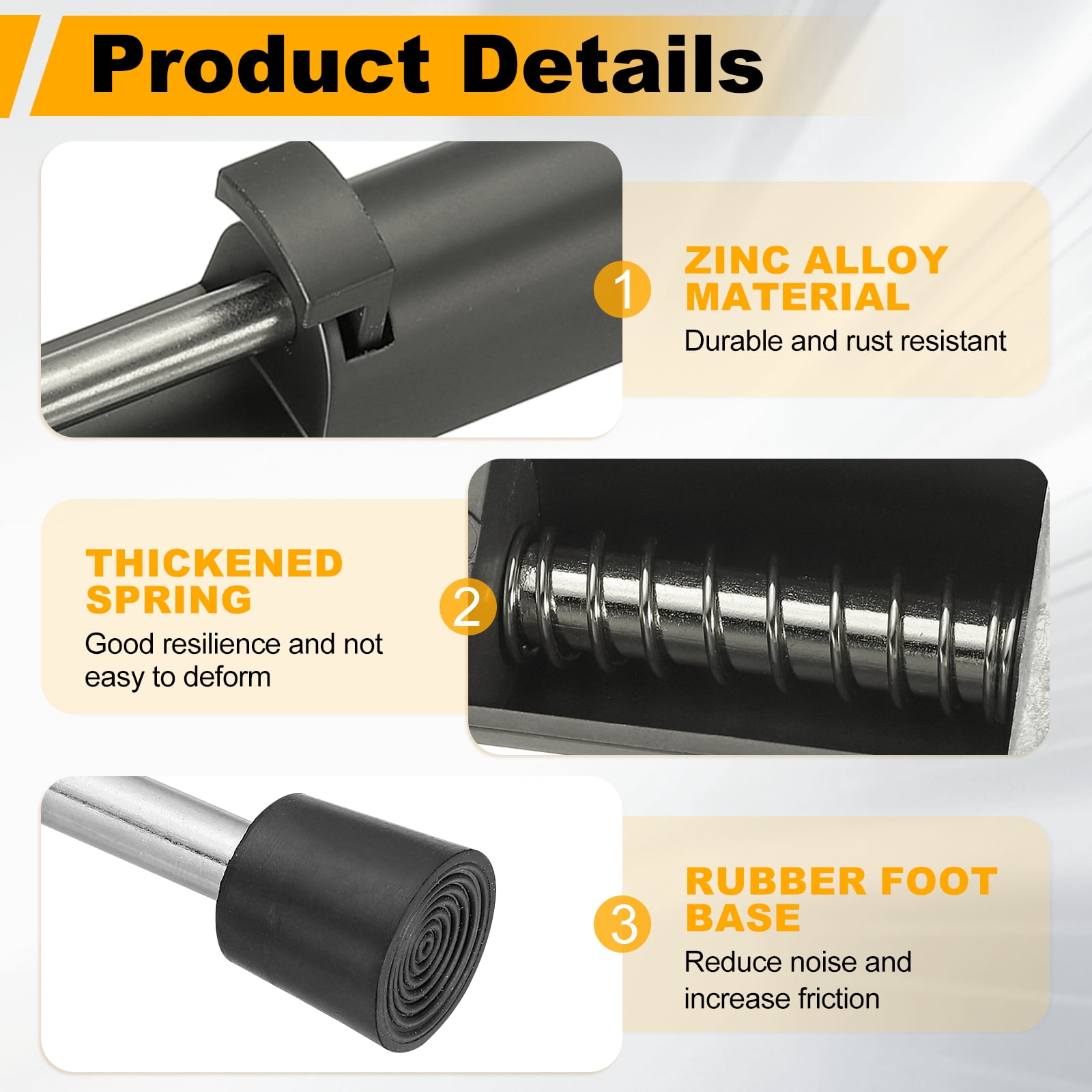 Uxcell Kickdown Door Stop, Zinc Alloy Spring Loaded Telescopic Step On/Off Adjustable Heavy Duty Foot-Operated Door Stop Holder for Ground Gap 0-45mm, Gray