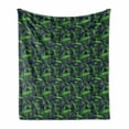 thumbnail image 1 of Leaves Soft Flannel Fleece Throw Blanket, Entangled Arrangement of Tropical Plant Species Fuzzy Veiny Leaves, Cozy Plush for Indoor and Outdoor Use, 60" x 80", Pale Green Navy Blue, by Ambesonne, 1 of 6