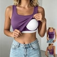thumbnail image 2 of Women's Workout Sleeveless Cami Vest Square Neck Built in Padded Bra Tank Top Slim Fit Back Twist Cutout Gym Shirts Soft Layering Tops Purple, 2 of 7