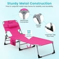 thumbnail image 5 of Gymax Portable Beach Chaise Lounge Chair Folding Reclining Chair w/ Facing Hole Pink, 5 of 9