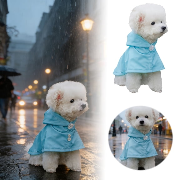 Waterproof Dog Raincoat,Full Coverage 4 Legs Dog Rain Jacket for Small Dogs,Pet Rain Coat with Hood,Reflective Strips&Leash Hole Outdoor Raincoat (Blue(XS))