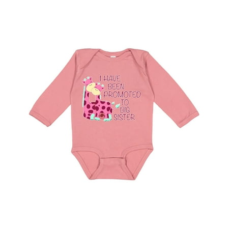 

Inktastic i have been promoted to big sister pink Gift Baby Girl Long Sleeve Bodysuit
