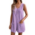 thumbnail image 1 of Romper Ekouaer para mujer, gofre, sin mangas, color lila, talla M, 1 of 6