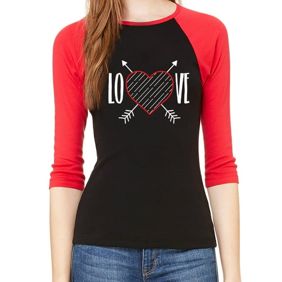 Woman's Valentine's Day Raglan Shirt, Woman's Raglan Shirts, Valentines Shirts - Love