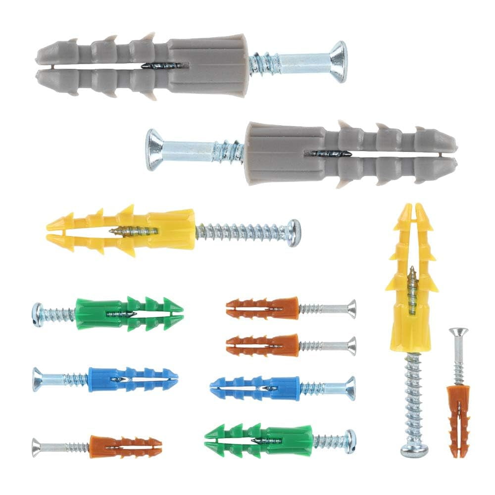 370pcs Drywall Anchors and Screws Assortment Kit, 5 Sizes Wall Anchors and Flat Head Screws, Picture Hanging Set for Wall Art New Home Decor