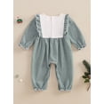 thumbnail image 4 of ZINTAOZT Newborn Baby Girls Christmas Stripe Ruffle Jumpsuit Long Sleeve Embroidery Romper 3M 6M 12M Xmas Clothes, 4 of 8