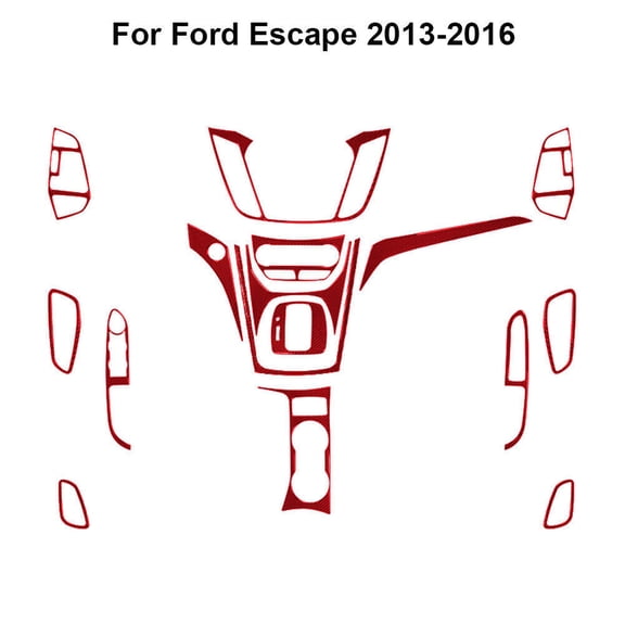 Soft Carbon Fiber Car Interior Decor Kits 16Pcs Red Carbon Fiber Full Interior Kit Cover Trim For Ford Escape 2013-2016 Sticker