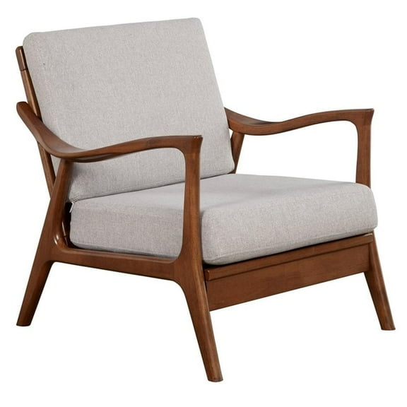 Pemberly Row Slate Wood Lounge Chair with Removable Cushions in Brown-Gray