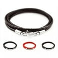 thumbnail image 6 of K-KED 2mm 45/50cm Necklace Rope Leather Cord Stainless Steel Lobster Clasp Mens Womens-Black -45cm, 6 of 9