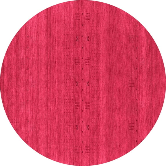 Ahgly Company Indoor Round Abstract Pink Contemporary Area Rugs, 7' Round