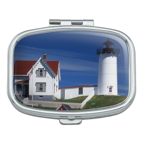 Nubble Lighthouse Maine ME Rectangle Pill Case Trinket Gift Box