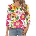 thumbnail image 2 of Jsaierl Tops for Women 3/4 Sleeve Summer Crew Neck Shirts Fashion Graphic Petite Blouses Soft Dressy T-shirts Top S-3XL, 2 of 7