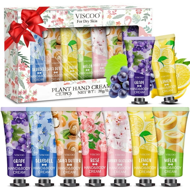 Paquete de 7 regalos de crema de manos Set para mujeres Regalos del día de la madre Regalos de agradecimiento para maestros Regalos de la semana de enfermeras Loción de manos Tamaño de viaje a granel