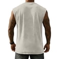 thumbnail image 4 of Tank Tops for Men, Oversized Workout Tank, Vintage Washed Sleeveless Gym Shirt, Athletic Crew Neck Training Vest Khaki 5XL, 4 of 5