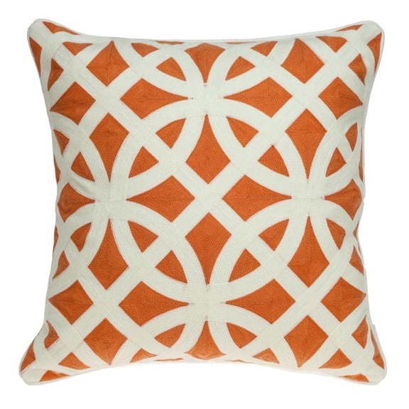 Parkland Collection Chano Orange Decorative Throw Pillow, 20 x 20 Cotton Square Pillow