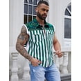 thumbnail image 3 of Denim Vest for Men Print Sleeveless Jean Jacket Festival Clothing(Green and White Striped,S), 3 of 7