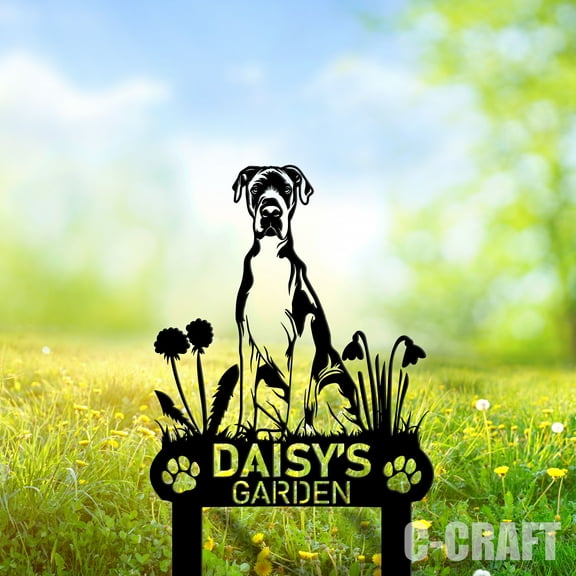 C-CRAFT Custom Great Dane Memorial Metal Yard Sign Weather Resistant for Outdoor Garden Decor